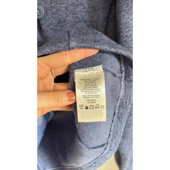 Columbia Darling Days Women's Blue Heathered Fleece Hoodie Pullover Snap Neck L - Picture 7 of 7